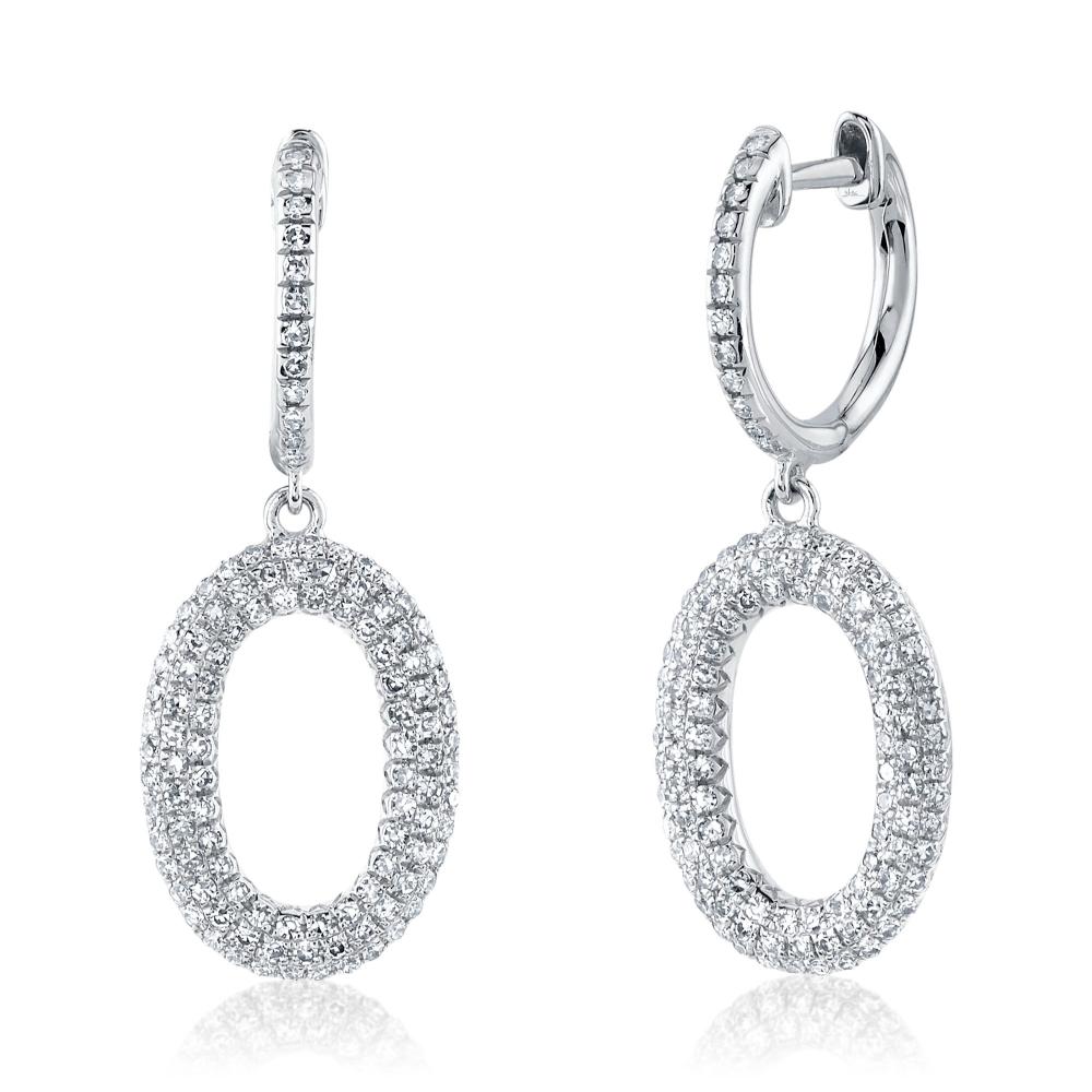 0.49CT 14K W/G DIAMOND PAVE OVAL EARRING