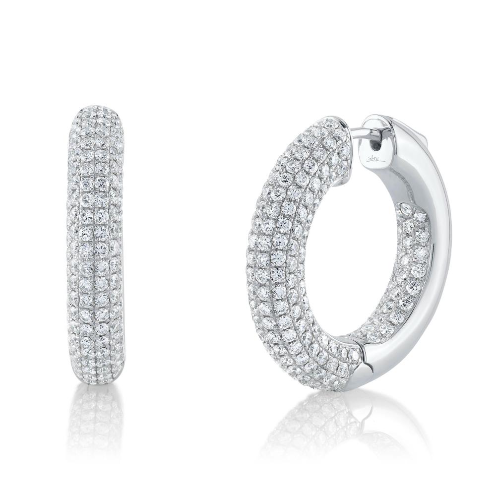 3.94CT 14K W/G DIAMOND PAVE HOOP EARRING
