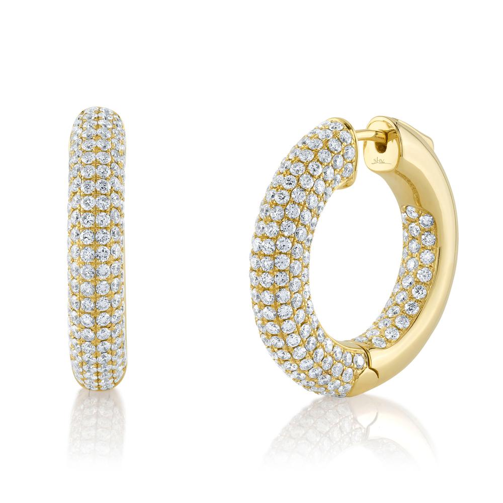 3.94CT 14K Y/G DIAMOND PAVE HOOP EARRING