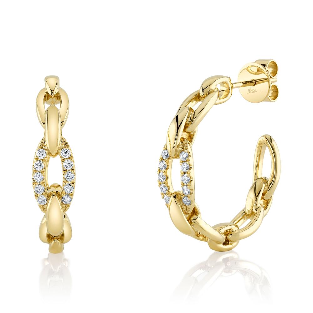 0.25CT 14K Y/G DIAMOND LINK HOOP EARRING