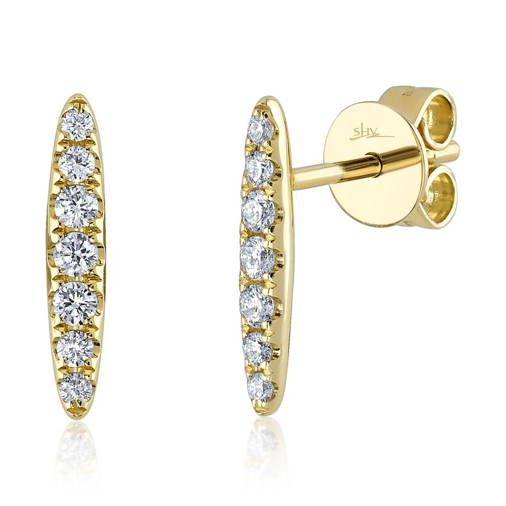 0.19CT 14K Y/G DIAMOND BAR STUD EARRING