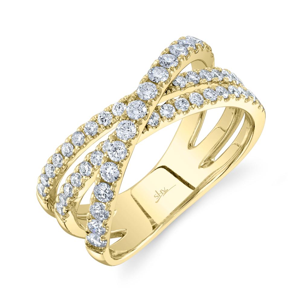 0.79CT 14K Y/G DIAMOND BRIDGE RING SZ 6
