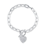 0.41CT 14K W/G DIAMOND PAVE HEART PAPER CLIP LINK BRACELET