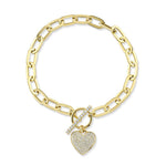 0.41CT 14K Y/G DIAMOND PAVE HEART PAPER CLIP LINK BRACELET