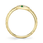 0.07CT DIAMOND & 0.02CT GREEN GARNET 14K Y/G SNAKE RING