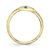 0.07CT DIAMOND & 0.02CT GREEN GARNET 14K Y/G SNAKE RING