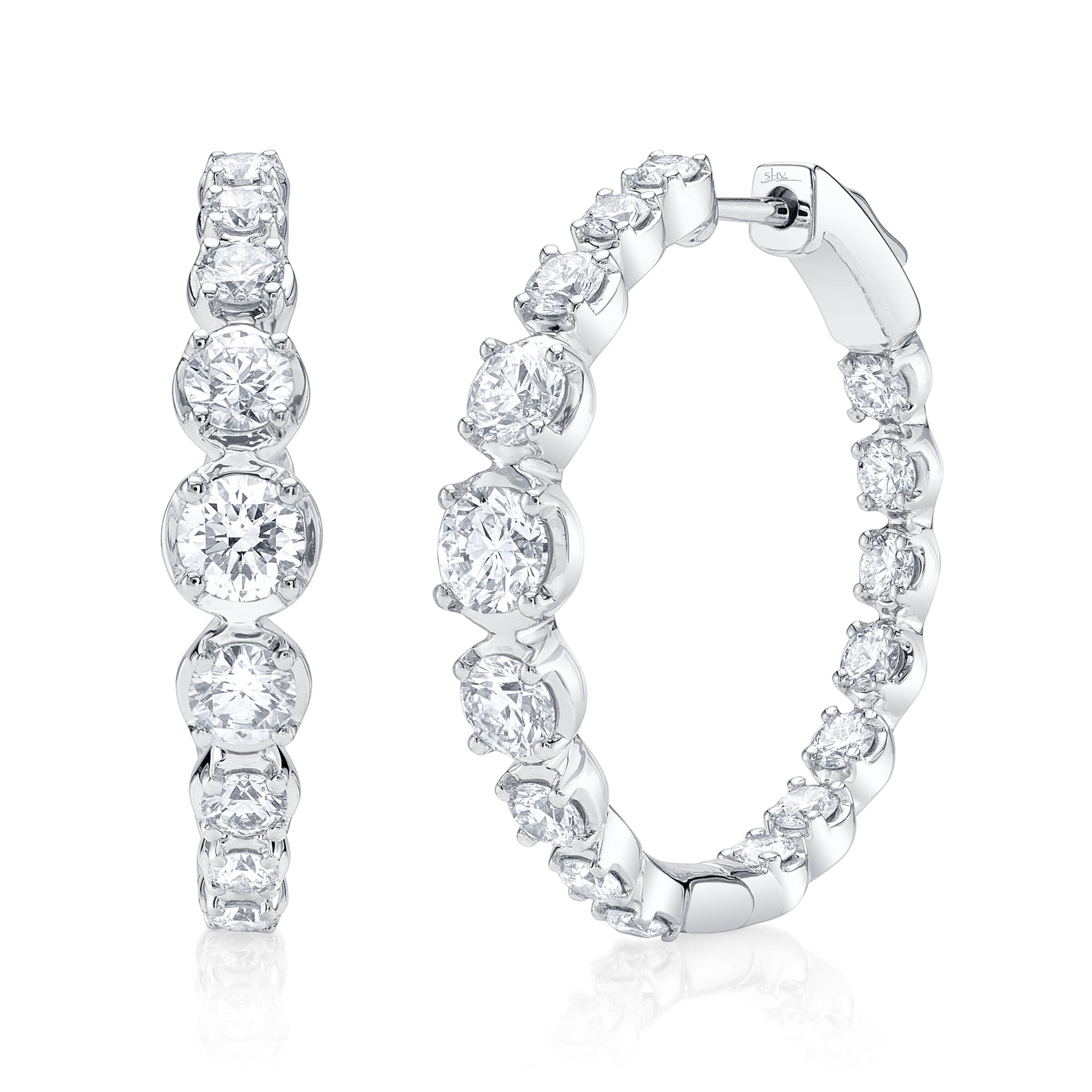 3.63CT 14K W/G DIAMOND CROWN SETTING HOOP EARRING
