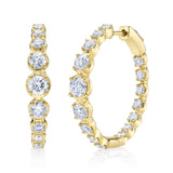 3.63CT 14K Y/G DIAMOND CROWN SETTING HOOP EARRING