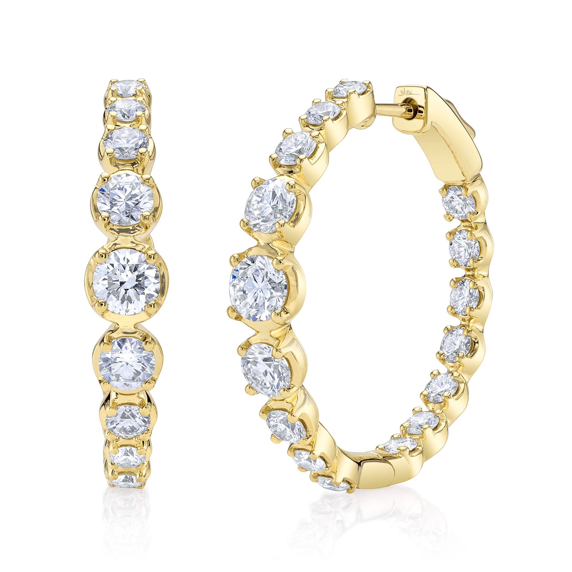 3.63CT 14K Y/G DIAMOND CROWN SETTING HOOP EARRING