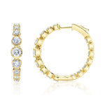3.63CT 14K Y/G DIAMOND CROWN SETTING HOOP EARRING