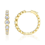 3.63CT 14K Y/G DIAMOND CROWN SETTING HOOP EARRING