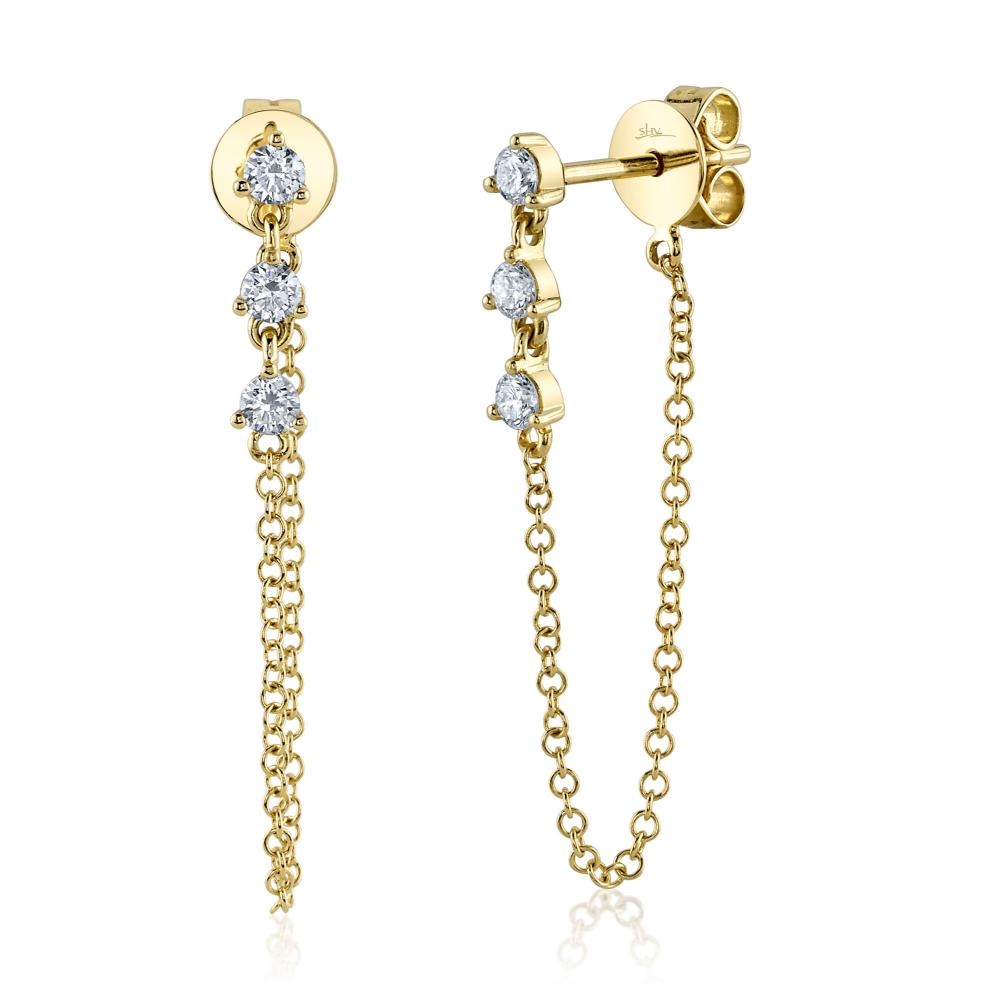 0.29CT 14K Y/G DIAMOND CHAIN EARRING