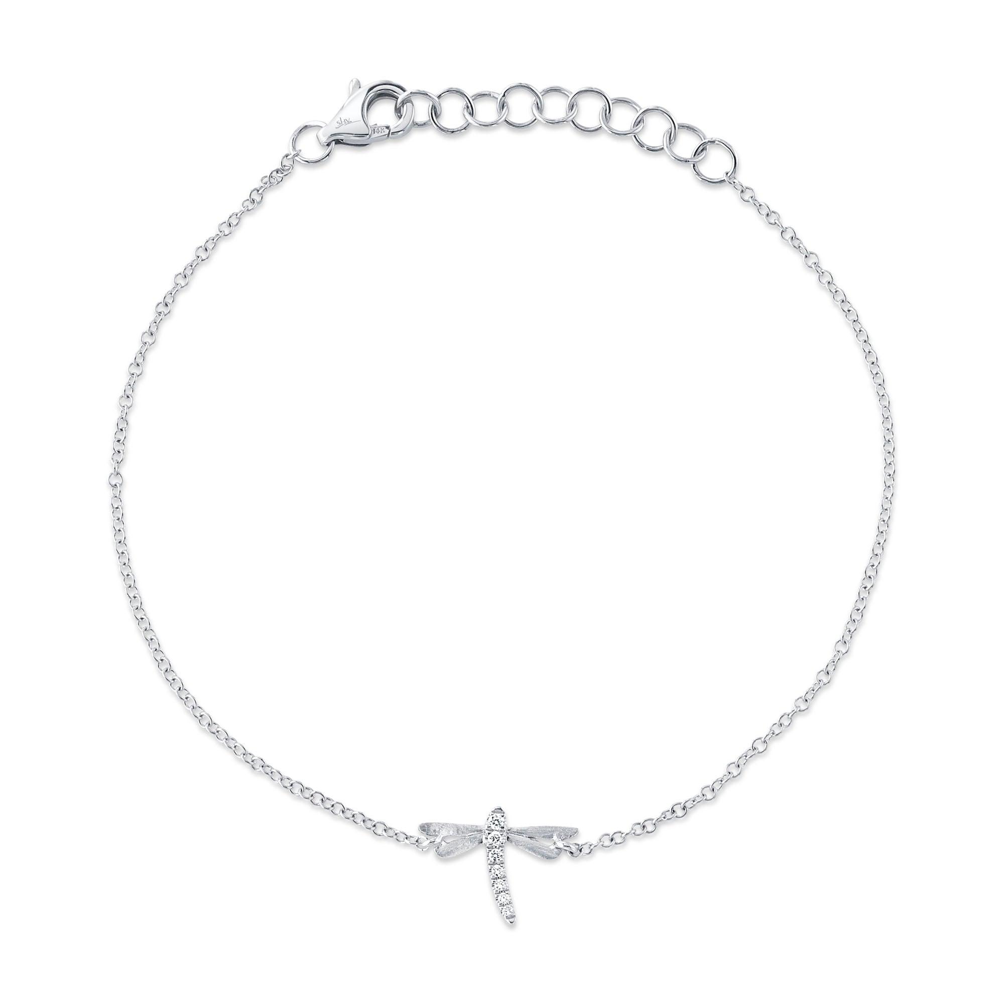 0.03CT 14K W/G DIAMOND DRAGONFLY MATTE BRACELET
