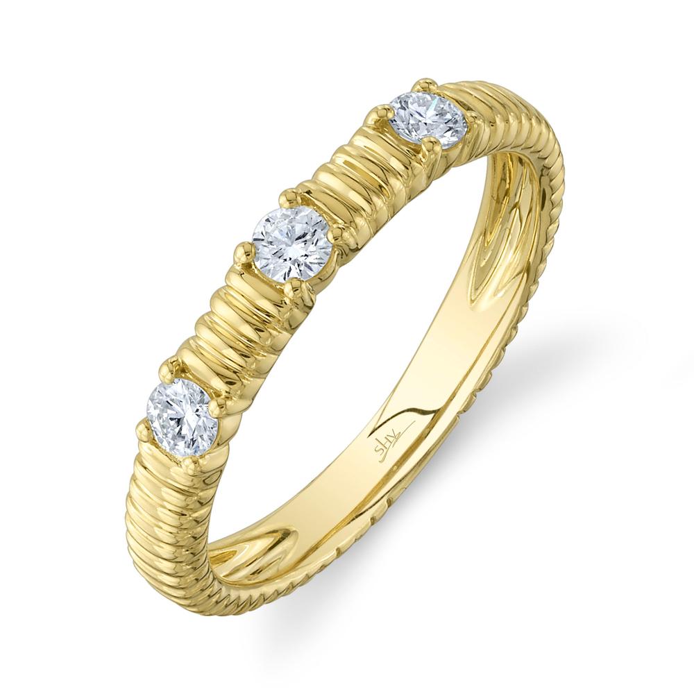 0.24CT 14K Y/G DIAMOND RIBBED BAND SZ 8