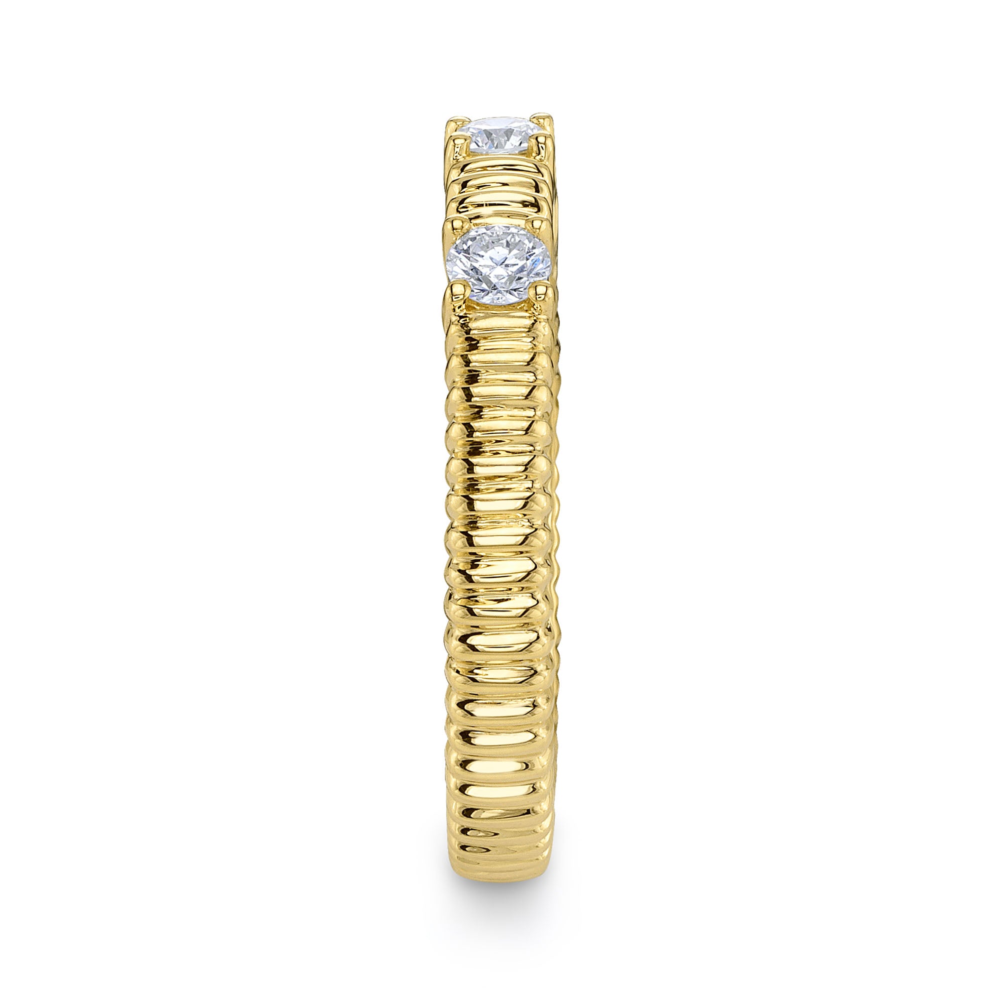 0.24CT 14K Y/G DIAMOND RIBBED BAND