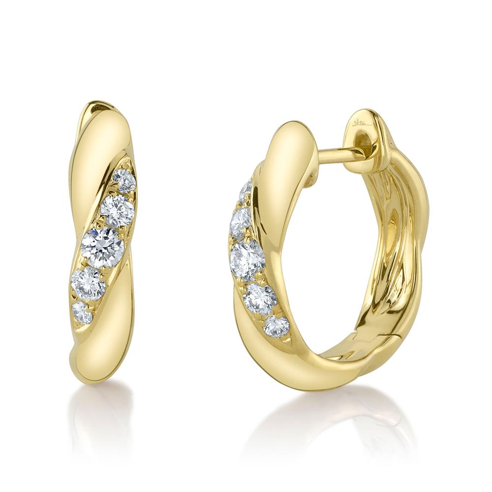 0.23CT 14K Y/G DIAMOND TWISTED HUGGIE EARRING