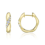 0.23CT 14K Y/G DIAMOND TWISTED HUGGIE EARRING