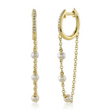 0.05CT 14K Y/G DIAMOND & CULTURED PEARL HUGGIE EARRING