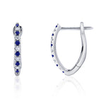 0.09CT DIAMOND & 0.14CT BLUE SAPPHIRE 14K W/G HOOP EARRING