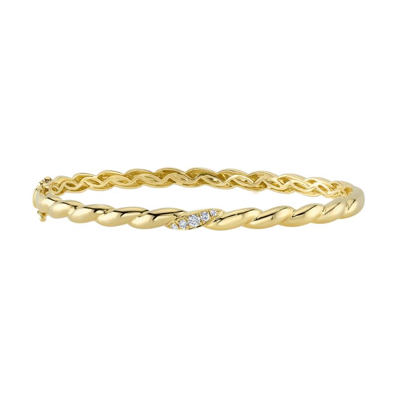 0.13CT 14K Y/G DIAMOND TWISTED BANGLE