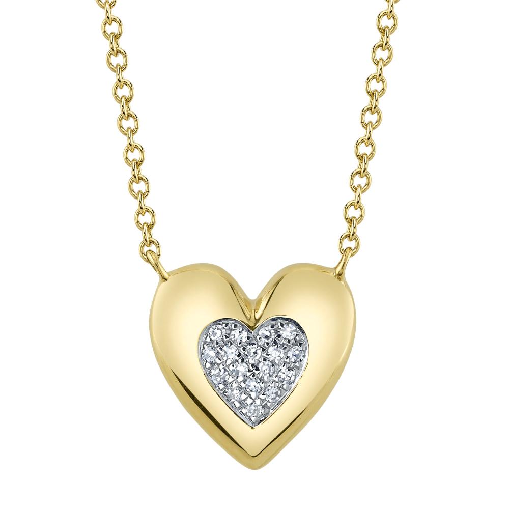 0.04CT 14K Y/G DIAMOND PAVE HEART NECKLACE