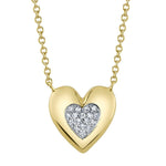 0.04CT 14K Y/G DIAMOND PAVE HEART NECKLACE