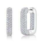 4.13CT 14K W/G DIAMOND PAVE RECTANGLE HOOP EARRING