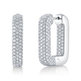 4.13CT 14K W/G DIAMOND PAVE RECTANGLE HOOP EARRING