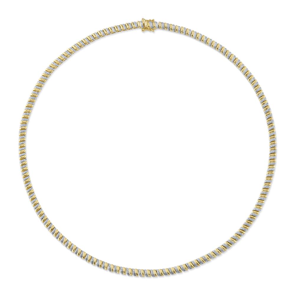 1.41CT 14K Y/G DIAMOND RIBBED NECKLACE