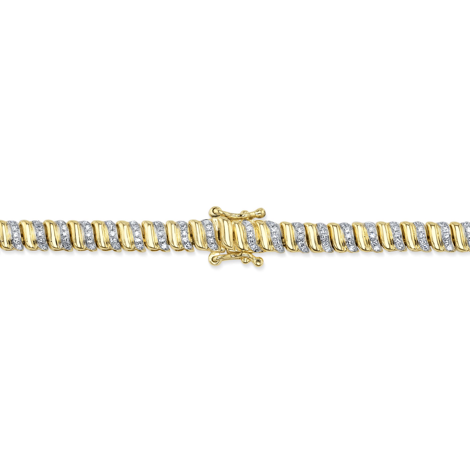 1.41CT 14K Y/G DIAMOND RIBBED NECKLACE