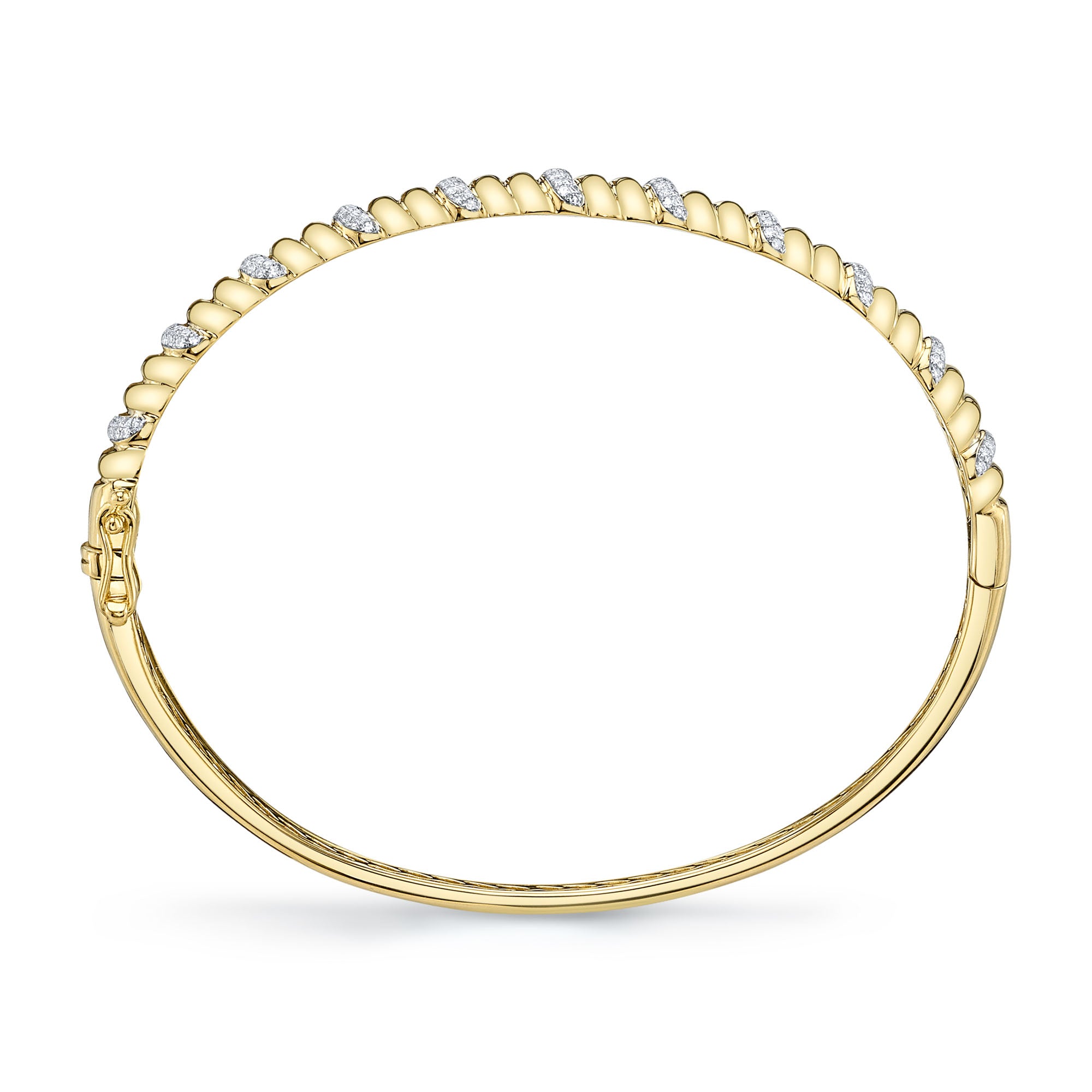 0.46CT 14K Y/G DIAMOND RIBBED BANGLE