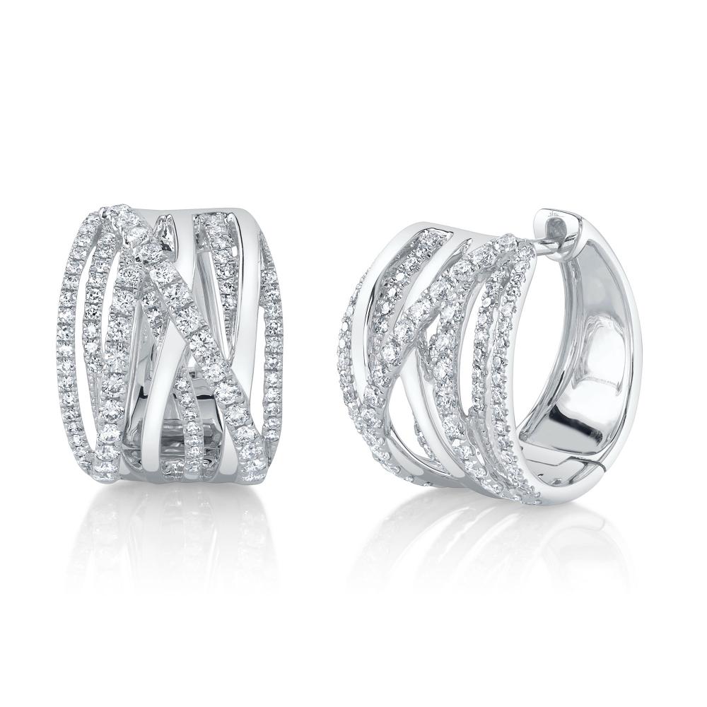 0.83CT 14K W/G DIAMOND BRIDGE HOOP EARRING