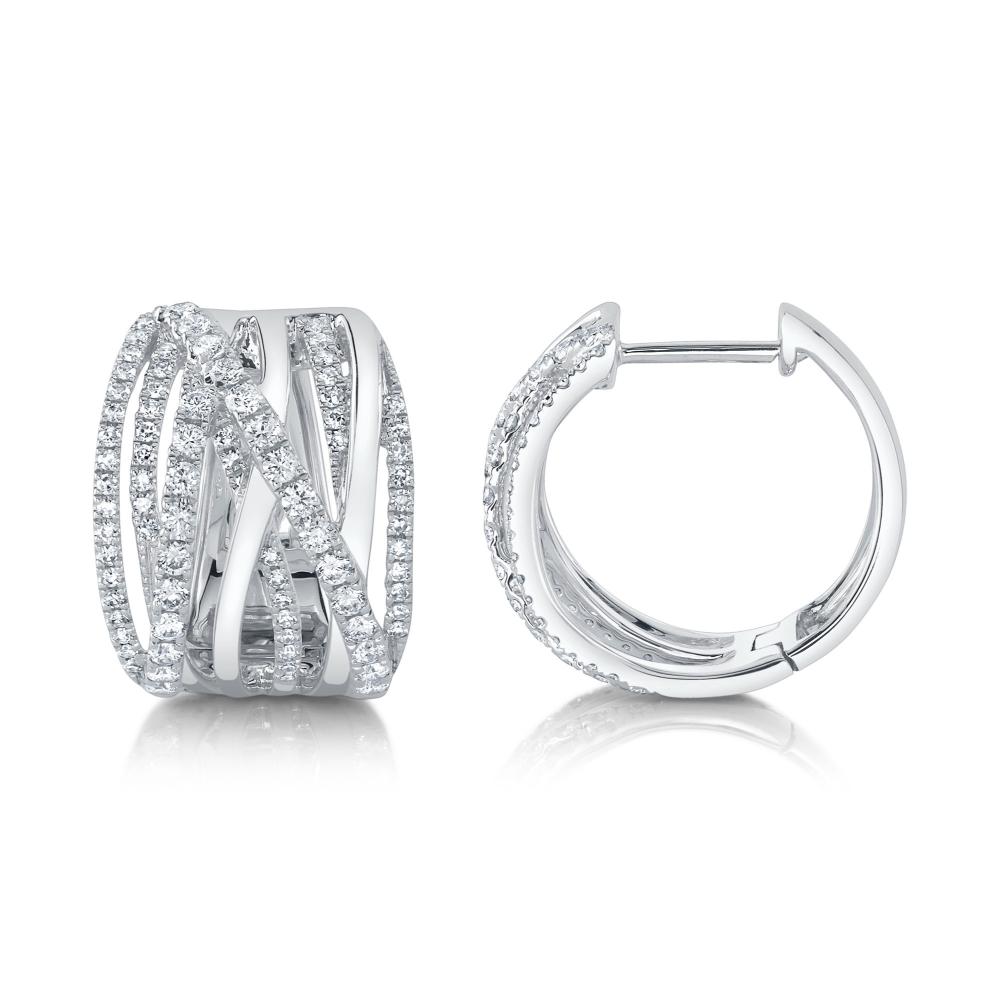 0.83CT 14K W/G DIAMOND BRIDGE HOOP EARRING
