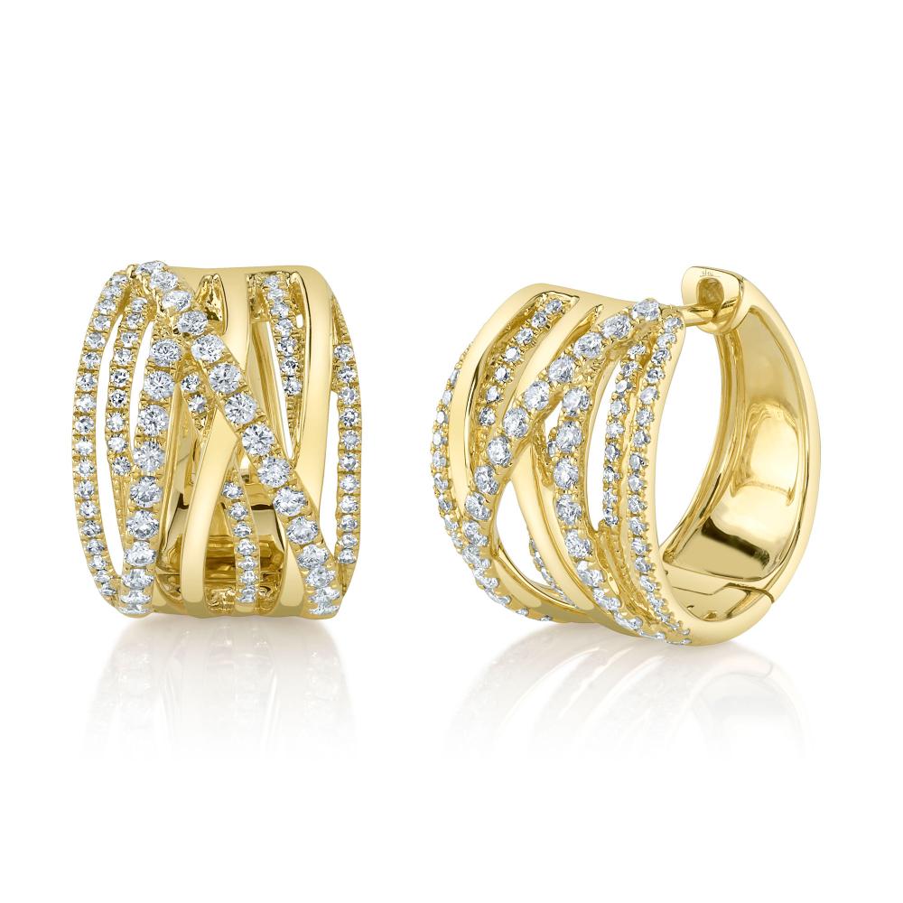0.83CT 14K Y/G DIAMOND BRIDGE HOOP EARRING