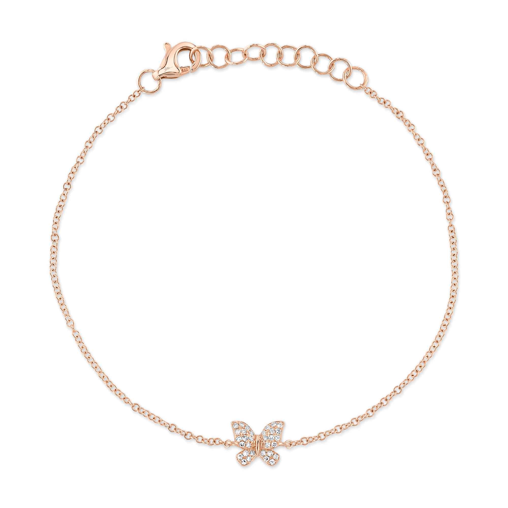 0.08CT 14K R/G DIAMOND BUTTERFLY BRACELET