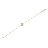 0.07CT DIAMOND & 0.40CT MOTHER OF PEARL 14K Y/G CLOVER BRACELET