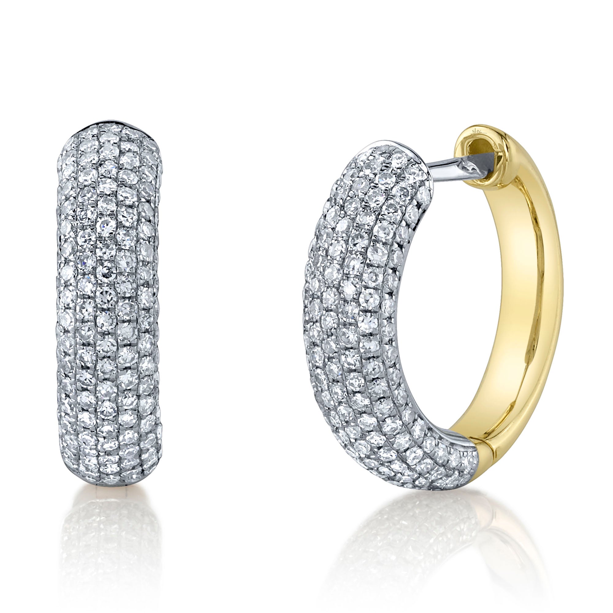 0.58CT 14K2T W/Y DIAMOND PAVE HUGGIE EARRING
