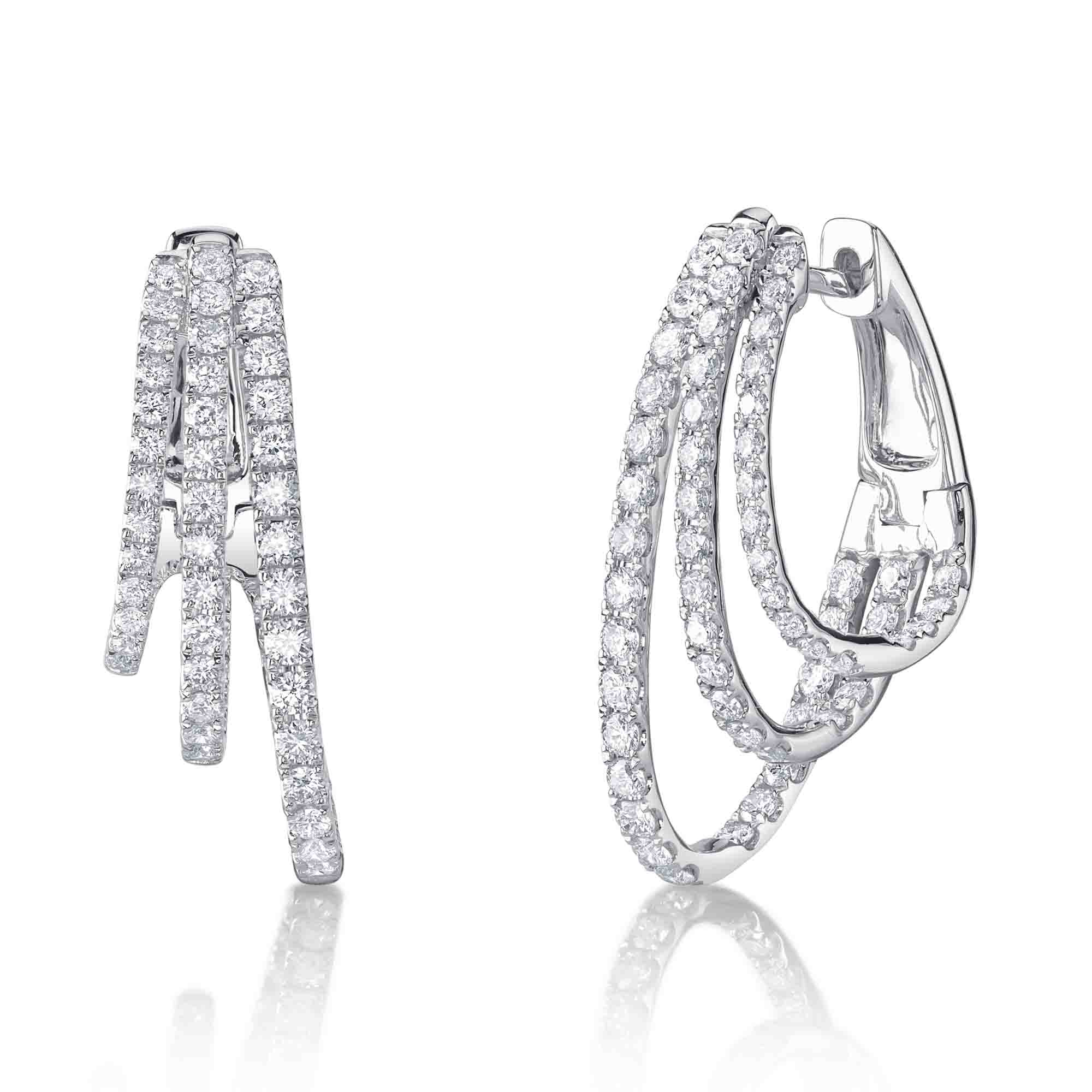 1.58CT 14K W/G DIAMOND OVAL HOOP EARRING