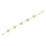 0.10CT 14K Y/G DIAMOND BEZEL RIBBED HEART BRACELET