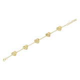 0.10CT 14K Y/G DIAMOND BEZEL RIBBED HEART BRACELET