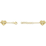 0.10CT 14K Y/G DIAMOND BEZEL RIBBED HEART BRACELET