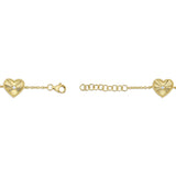 0.10CT 14K Y/G DIAMOND BEZEL RIBBED HEART BRACELET