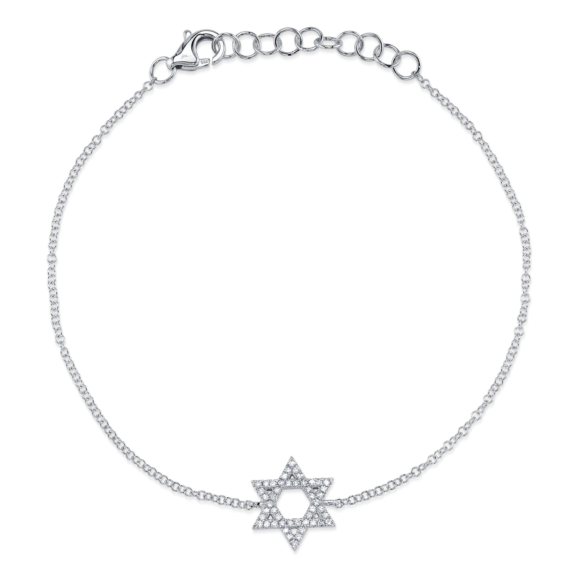 0.11CT 14K W/G DIAMOND STAR OF DAVID BRACELET