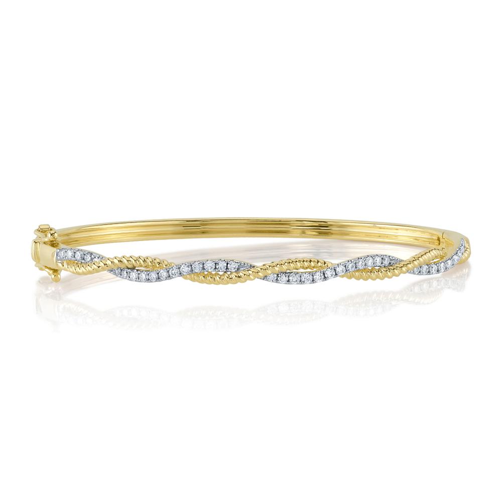 0.53CT 14K Y/G DIAMOND TWISTED BANGLE