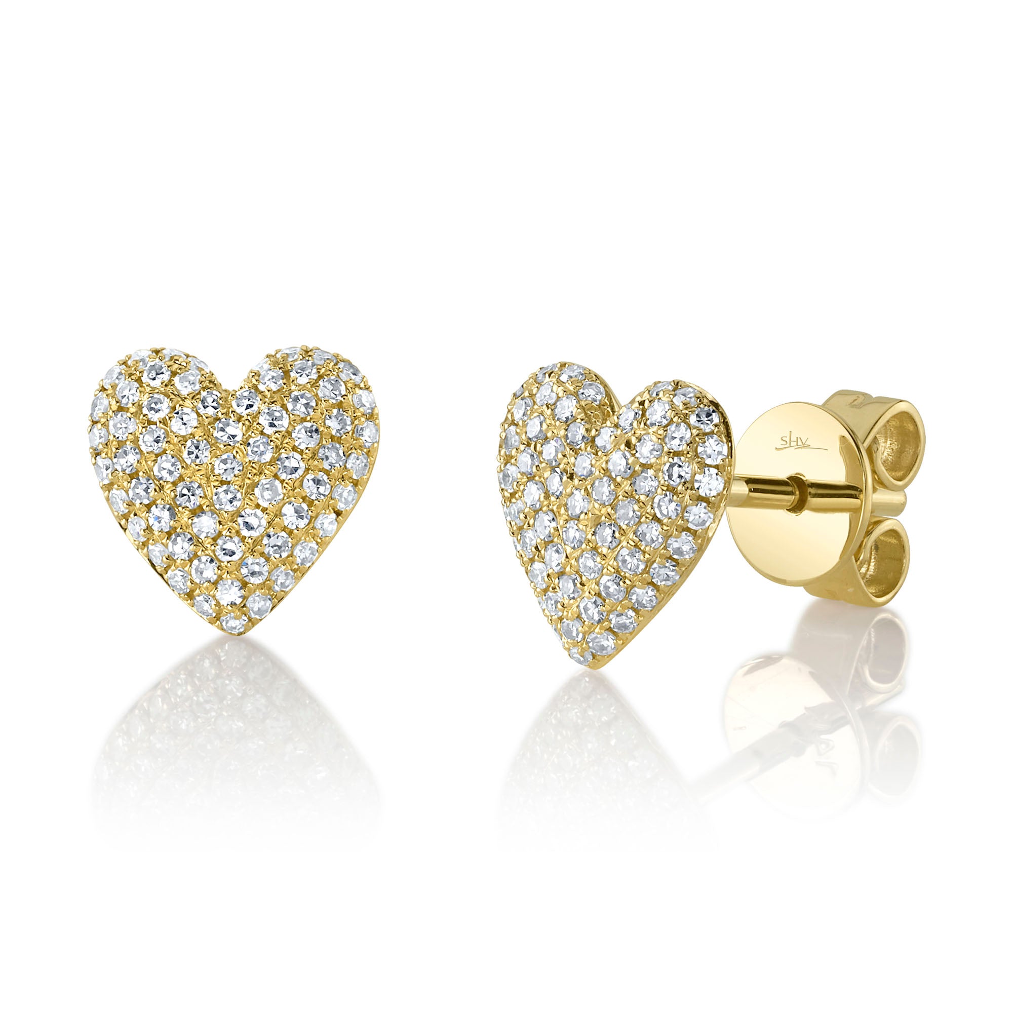 0.28CT 14K Y/G DIAMOND PAVE HEART STUD EARRING