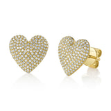 0.62CT 14K Y/G DIAMOND PAVE HEART STUD EARRING