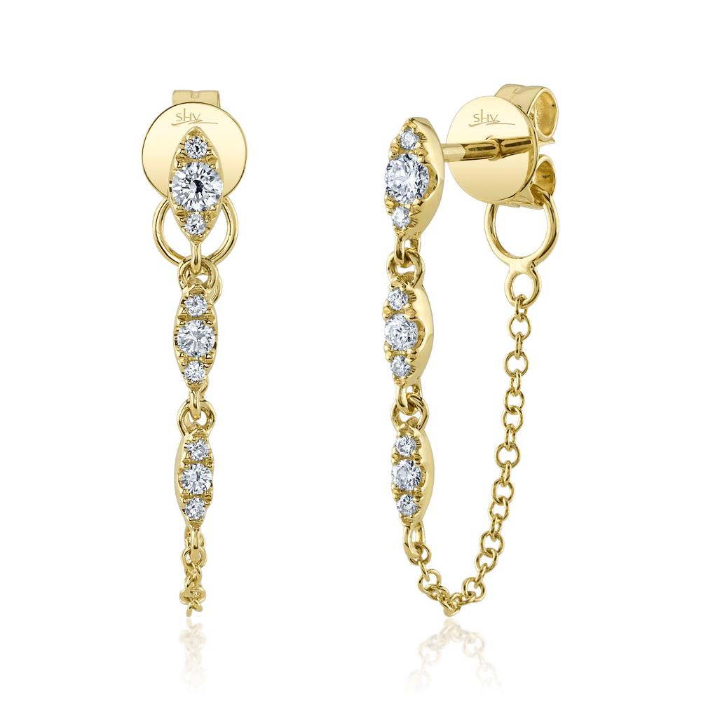 0.20CT 14K Y/G DIAMOND CHAIN EARRING