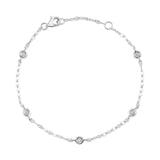 0.10CT 14K W/G 7"" DIAMONDS BY THE YARD SPARKLE CHAIN BRACELET