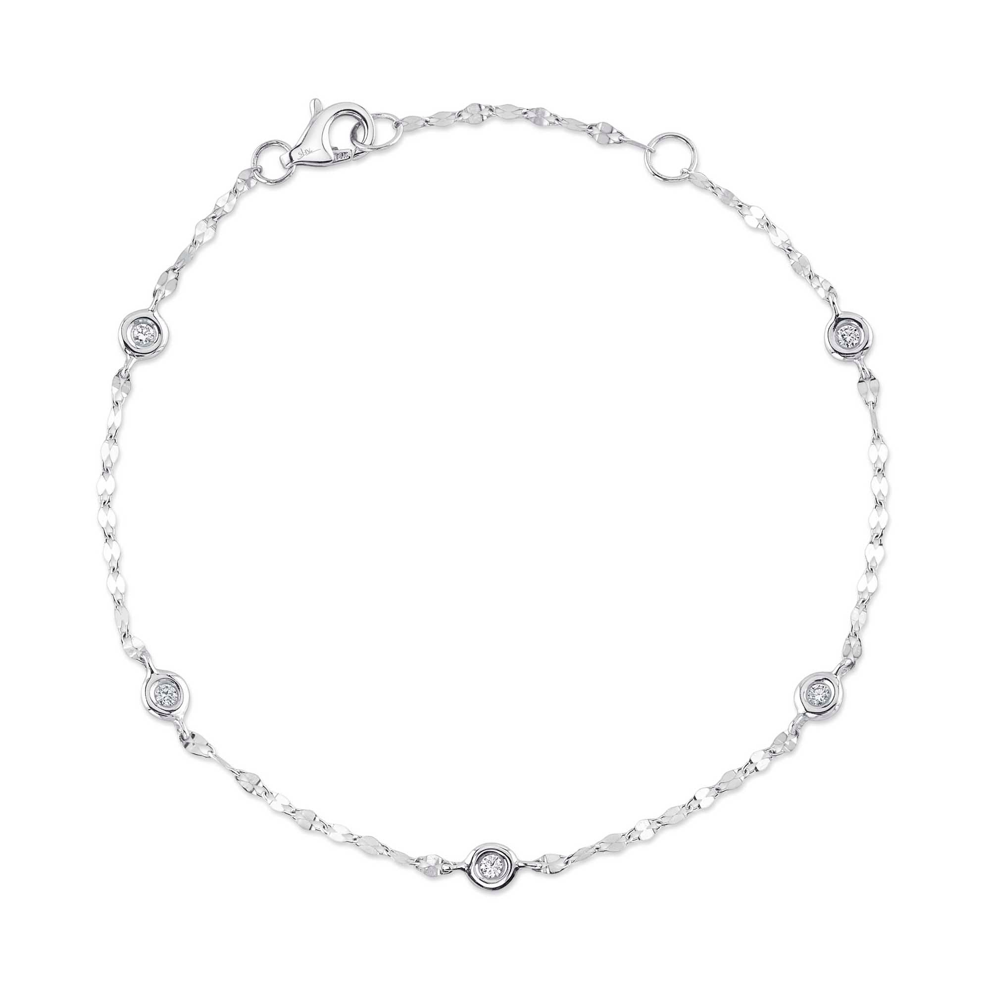 0.10CT 14K W/G 7"" DIAMONDS BY THE YARD SPARKLE CHAIN BRACELET