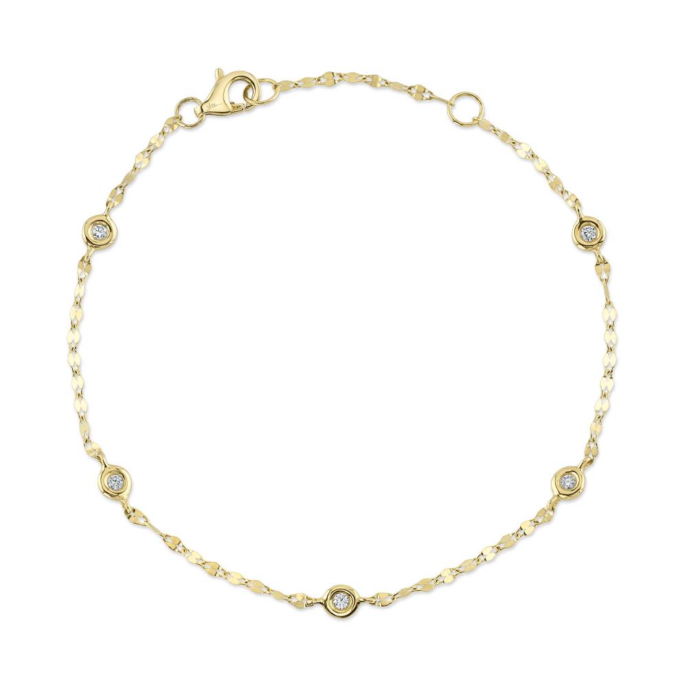 0.10CT 14K Y/G 7"" DIAMONDS BY THE YARD SPARKLE CHAIN BRACELET